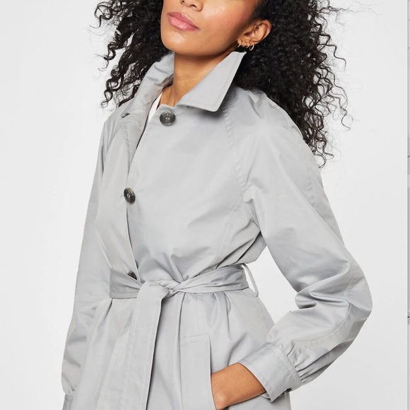 Gathered Trench Coat - Brand New - NEVER WORN - Blue Grey - Picture 3 of 5